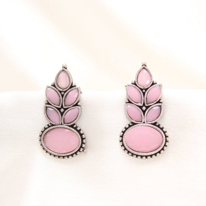 NAGINA LEAF STUD-PINK -EARRING