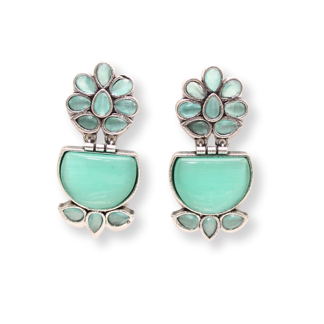 NAVRANG MULTI STONE STUD DANGLER-TURQUOISE -EARRING