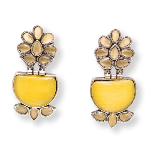 NAVRANG MULTI STONE STUD DANGLER-YELLOW -EARRING