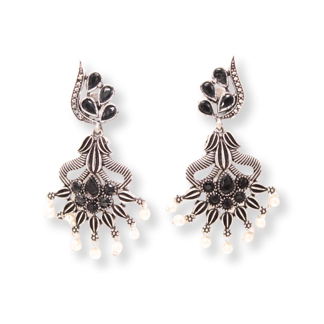 NAVRANG PANKHURI JHUMKA-BLACK -Earrings