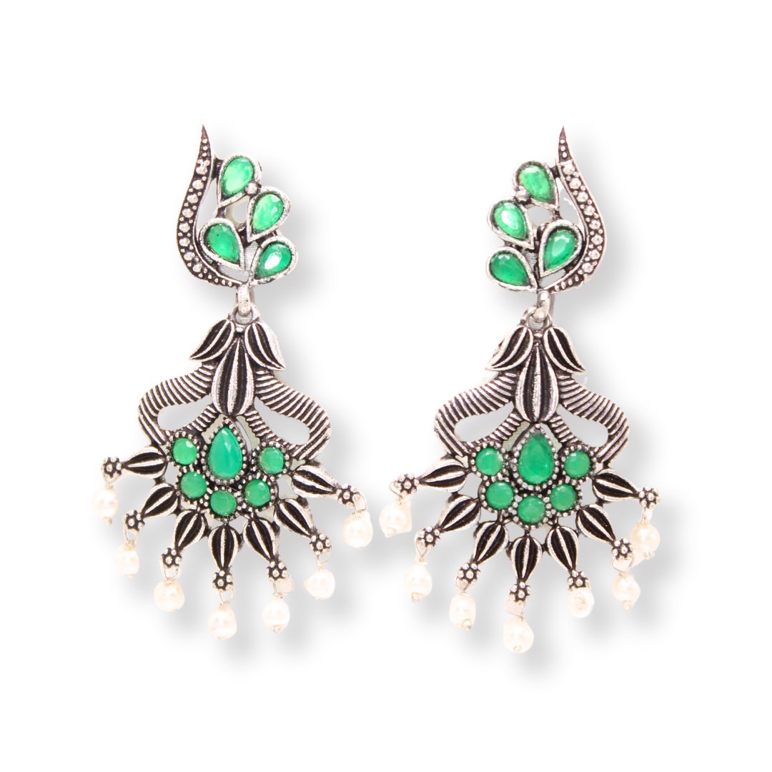 NAVRANG PANKHURI JHUMKA-GREEN -Earrings