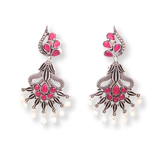 NAVRANG PANKHURI JHUMKA-MAROON -Earrings