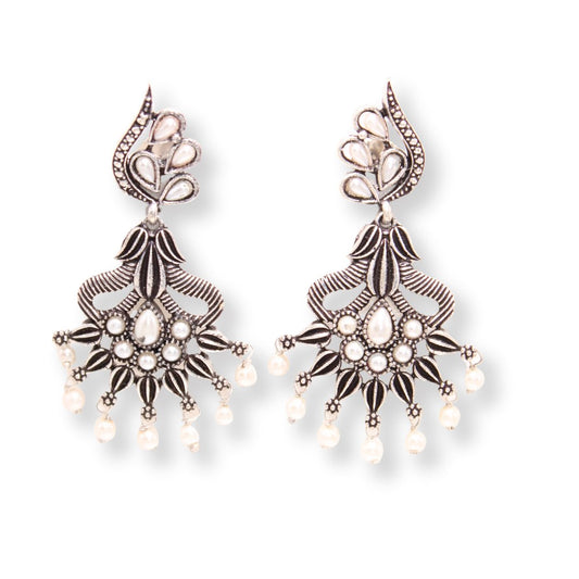 NAVRANG PANKHURI JHUMKA-WHITE -Earrings