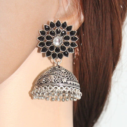 NAVRANG PUSHP JHUMKA-BLACK -Earrings