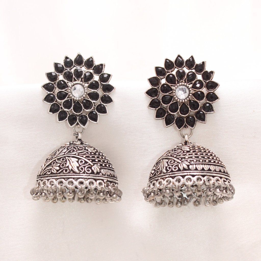 NAVRANG PUSHP JHUMKA-BLACK -Earrings