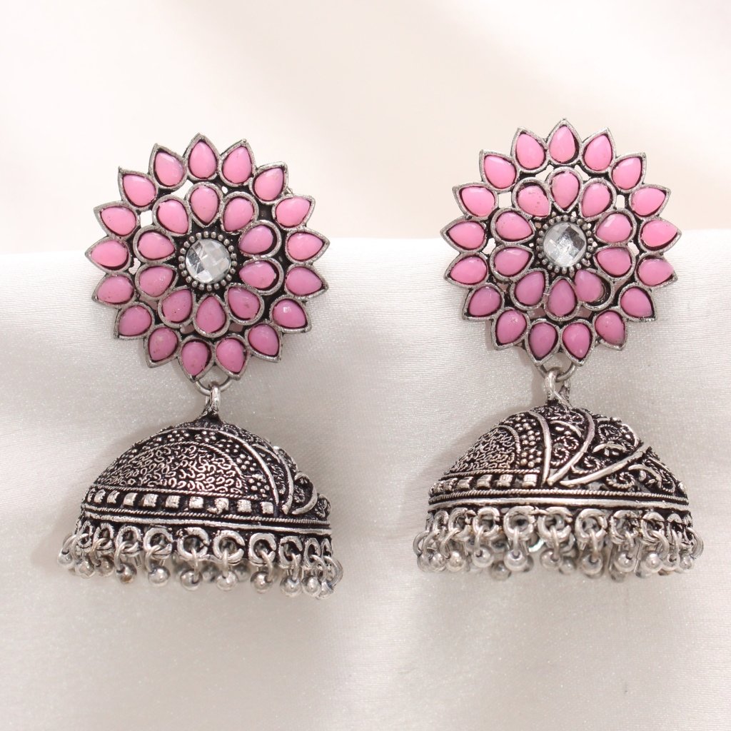 NAVRANG PUSHP JHUMKA-PINK -Earrings