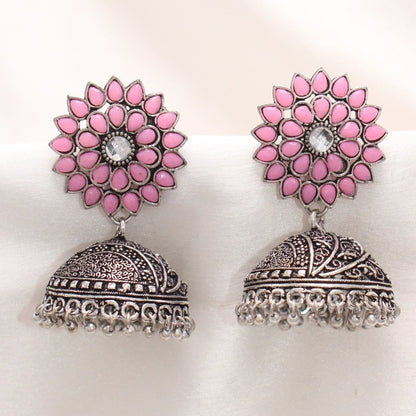 NAVRANG PUSHP JHUMKA-PINK -Earrings