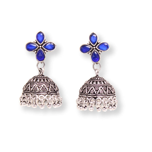 NAVRANG SMALL JHUMKI- BLUE -