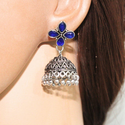 NAVRANG SMALL JHUMKI- BLUE -