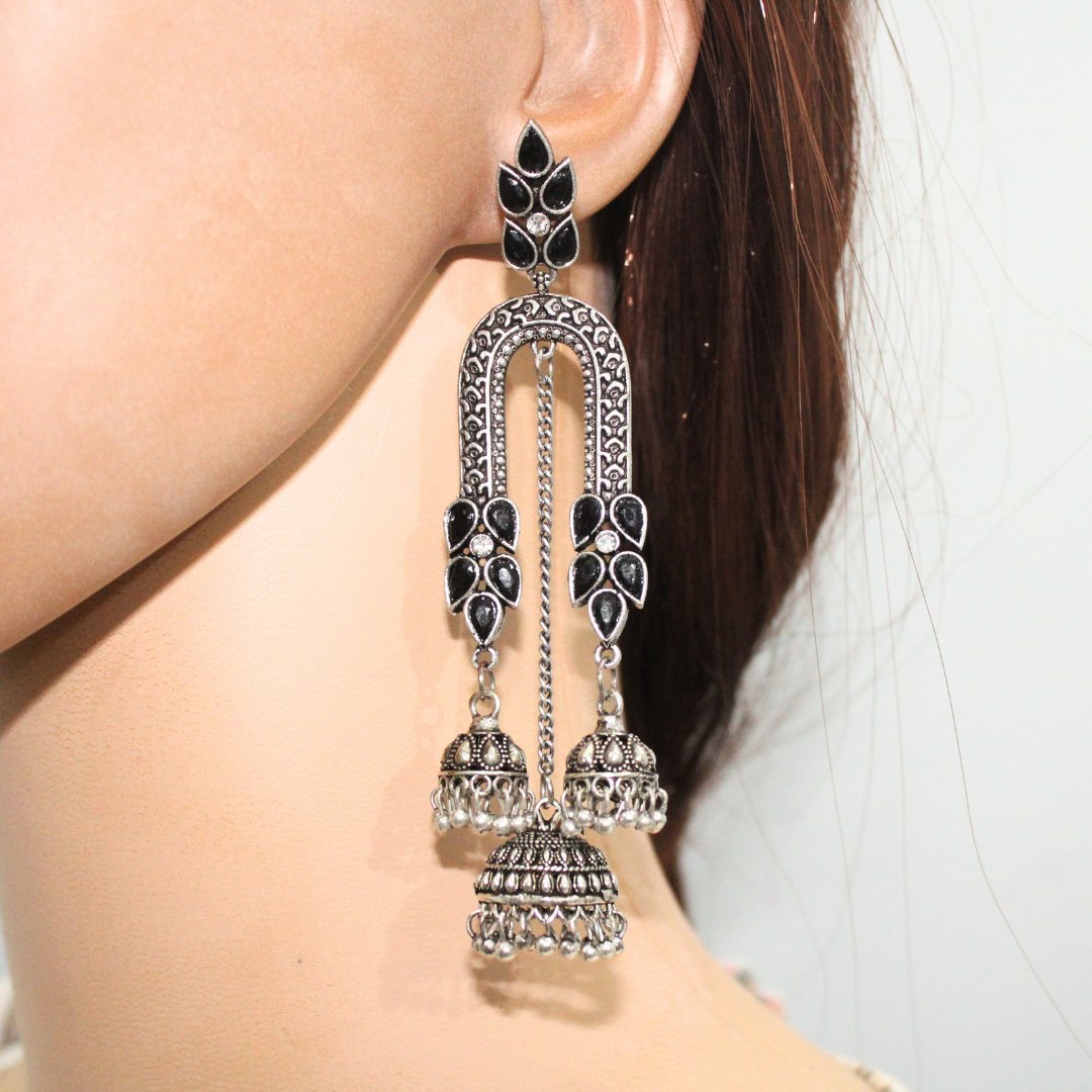 NAVRANG U-SHAPE JHUMKA- BLACK -