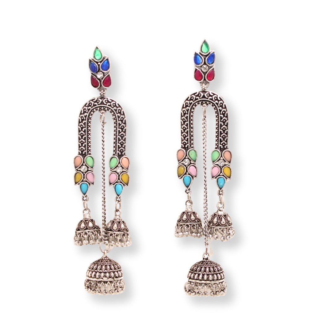 NAVRANG U-SHAPE JHUMKA- MULTICOLOUR -