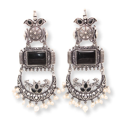 NEETI CHANDBALI JHUMKA-BLACK -Earrings