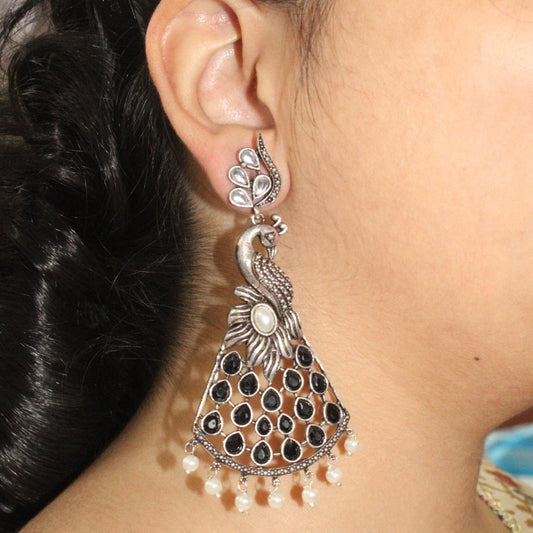 MAYURA CHANDBALI-BLACK -Earrings