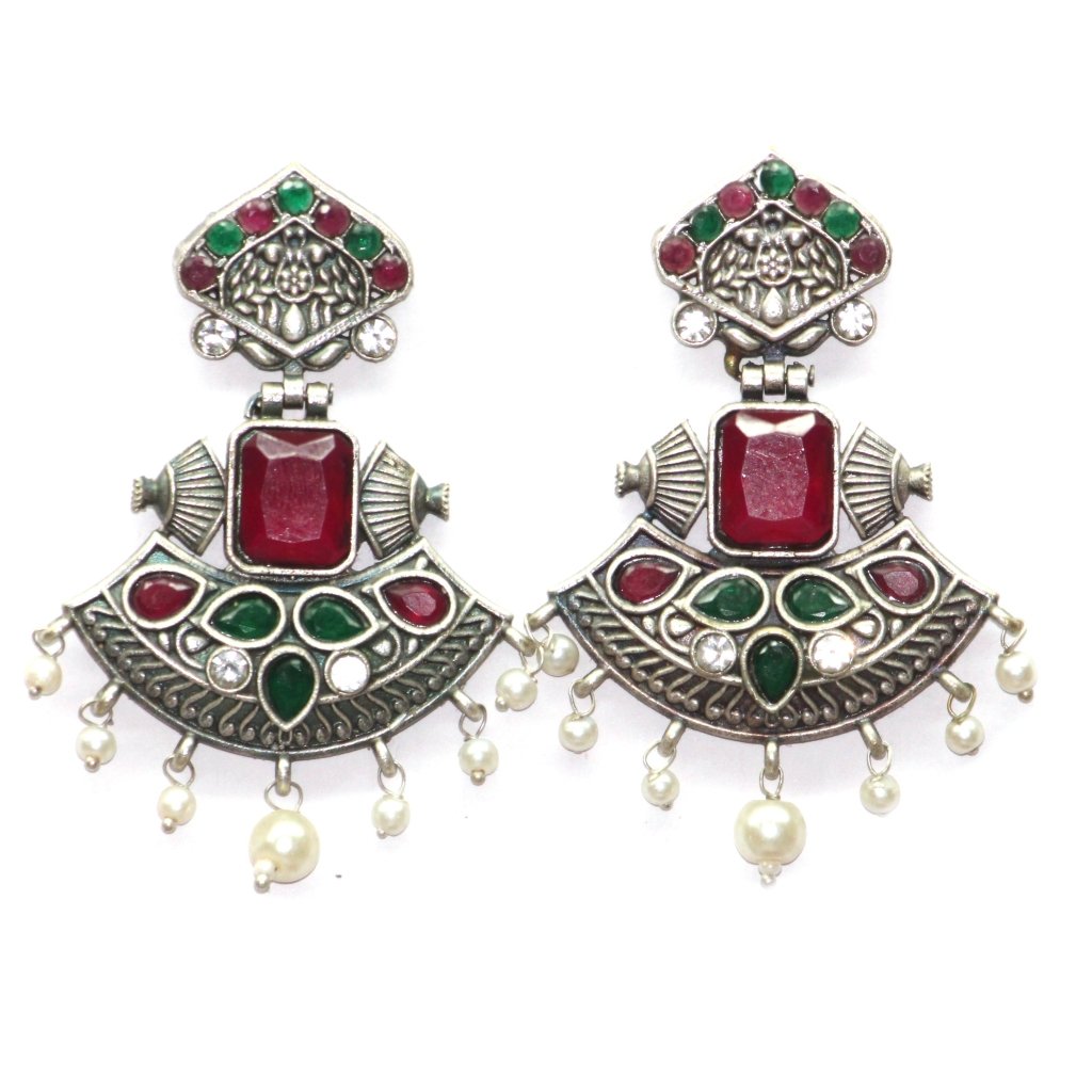 NAGINA KALASH JHUMKA-MAGENTA & GREEN -Earrings