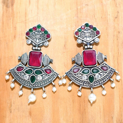 NAGINA KALASH JHUMKA-MAGENTA & GREEN -Earrings