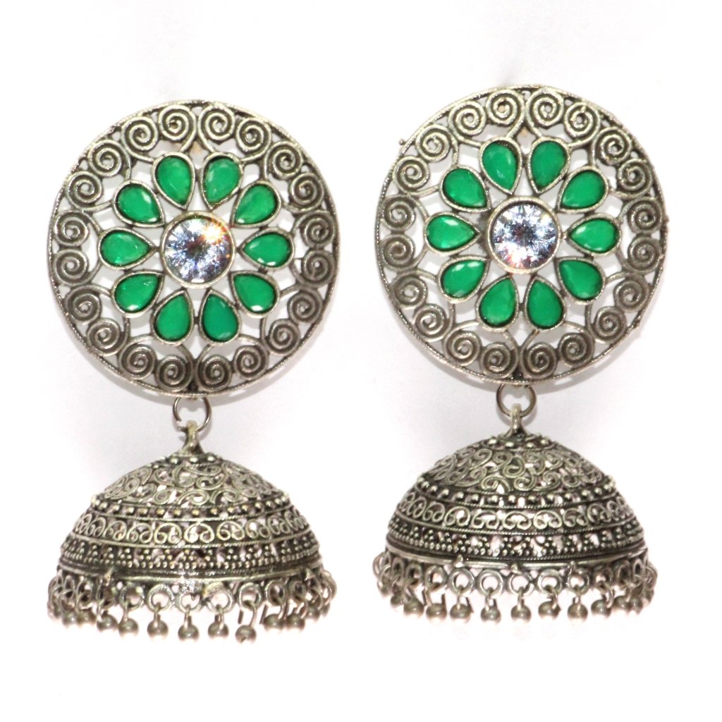 NAVRANG JHUMKA-GREEN -Earrings