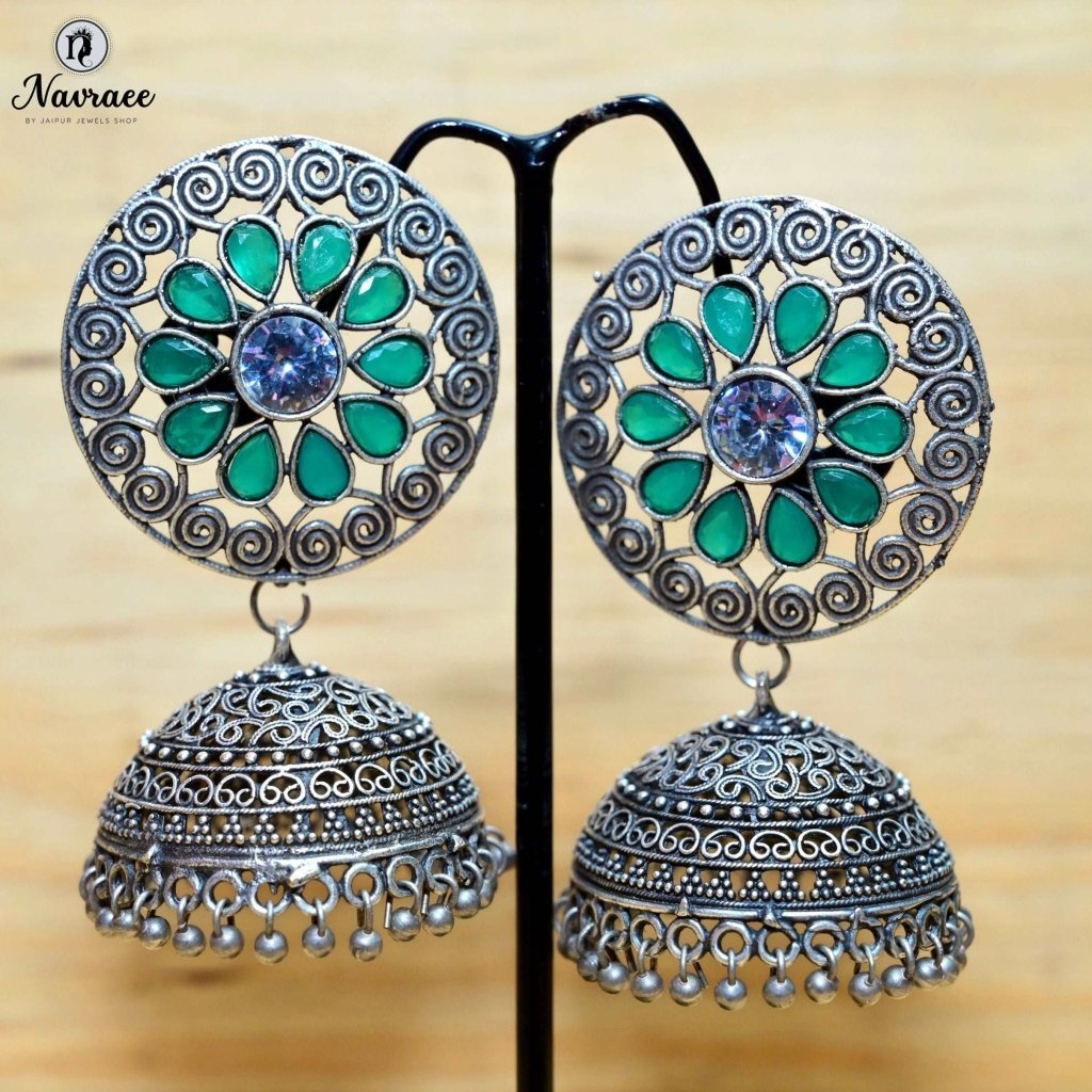 NAVRANG JHUMKA-GREEN -Earrings