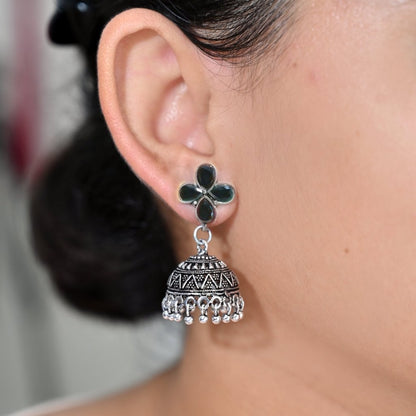 NAVRANG SMALL JHUMKI- BLACK -