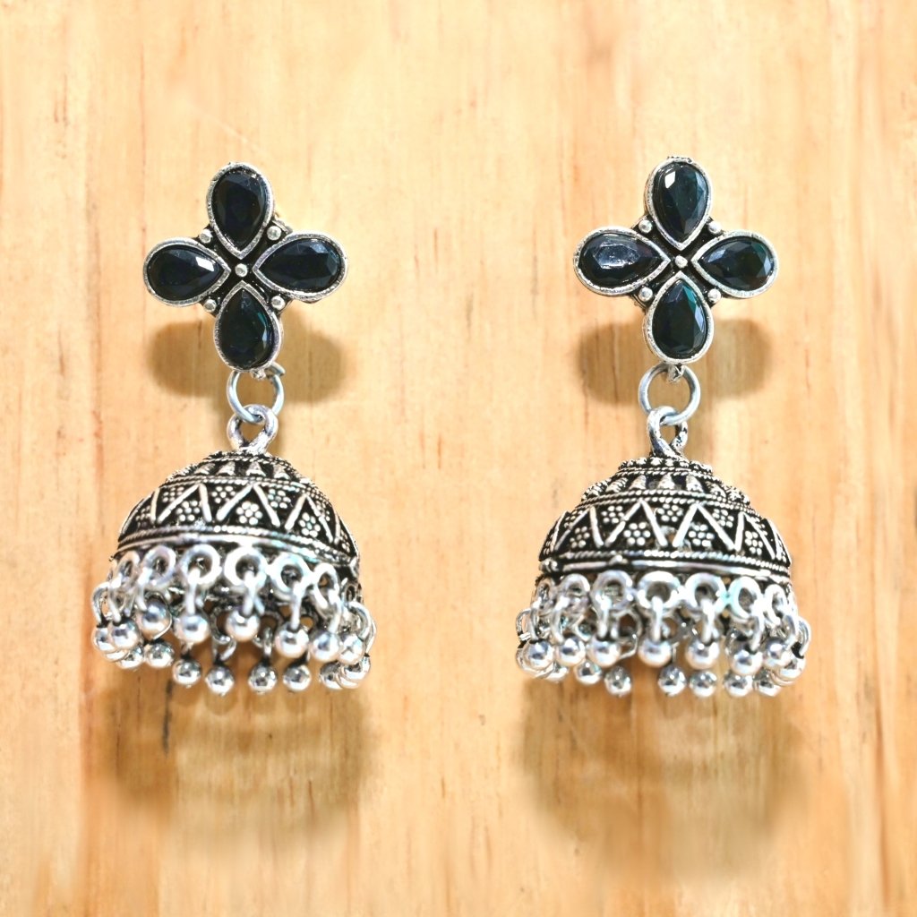 NAVRANG SMALL JHUMKI- BLACK -