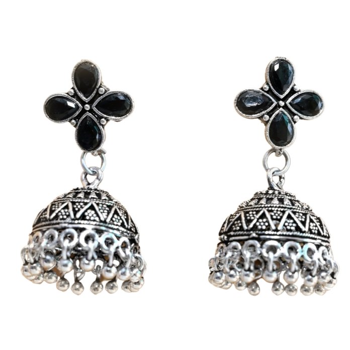 NAVRANG SMALL JHUMKI- BLACK -