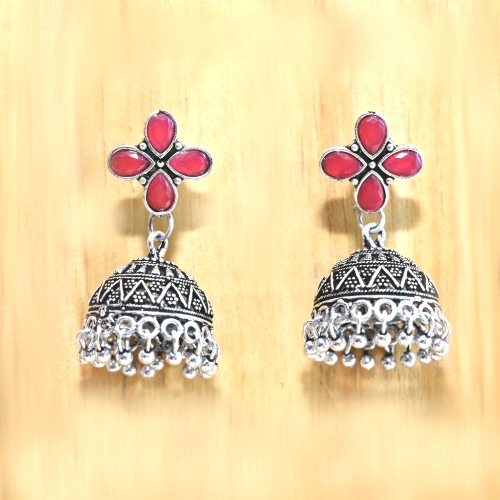 NAVRANG SMALL JHUMKI- MAROON -