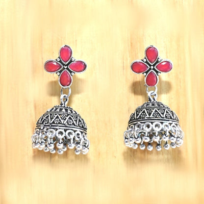 NAVRANG SMALL JHUMKI- MAROON -