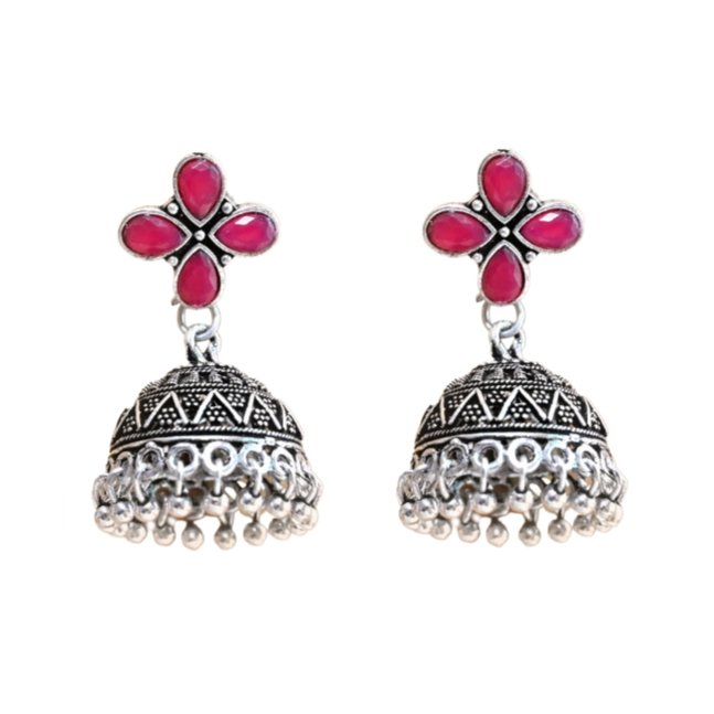 NAVRANG SMALL JHUMKI- MAROON -