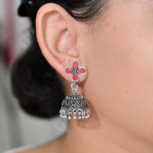 NAVRANG SMALL JHUMKI- MAROON -