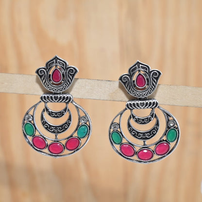 RIWAAZ POTLI JHUMKA-MAROON & GREEN -Earrings