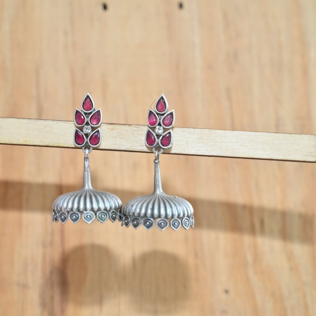 RIWAAZ TAJ JHUMKA-MAROON -Earrings