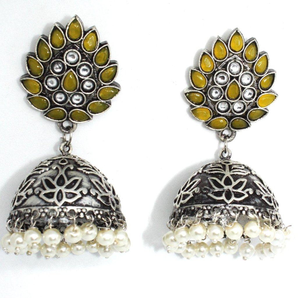 VIRASAT BOHO LEAF JHUMKI- YELLOW -Earrings