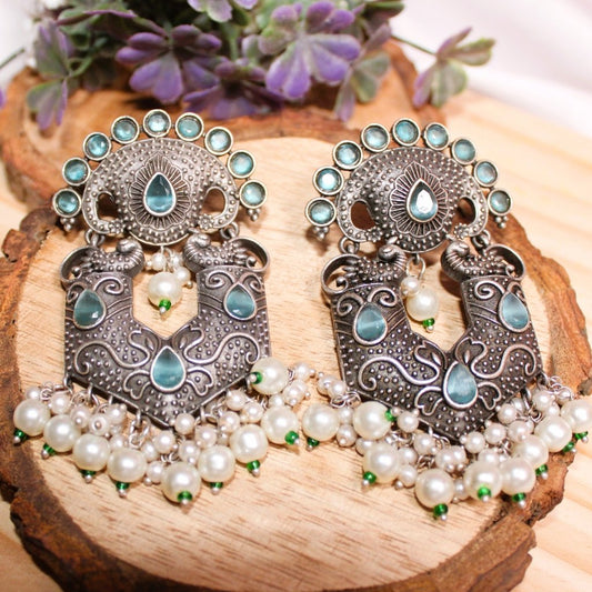 VIRASAT MAYURPANKH JHUMKA-BLUE -EARRING