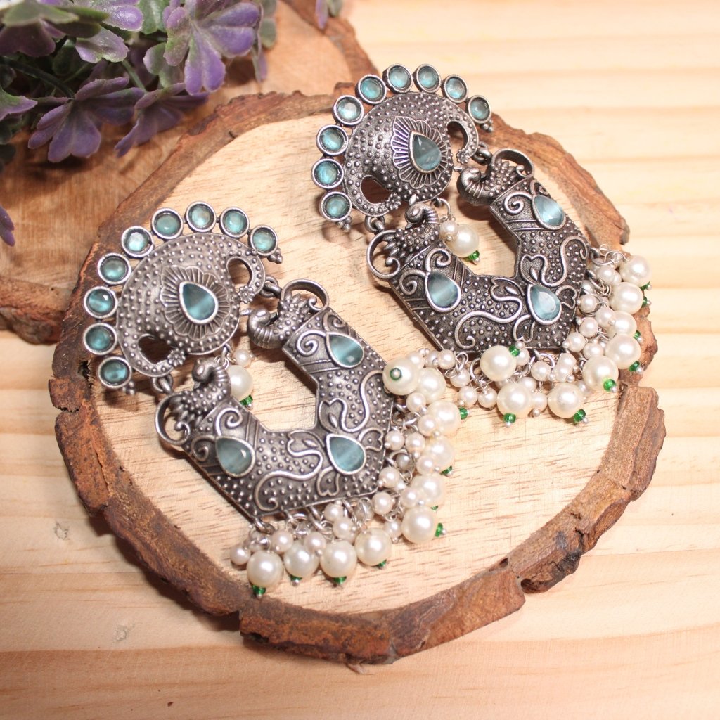 VIRASAT MAYURPANKH JHUMKA-BLUE -EARRING