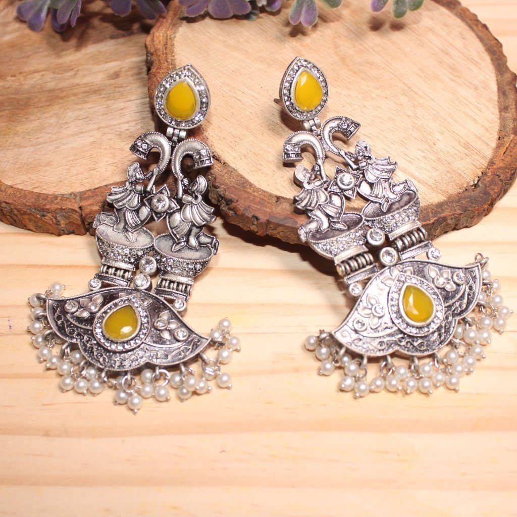 VIRASAT SHEHANAI JHUMKA-YELLOW -EARRING