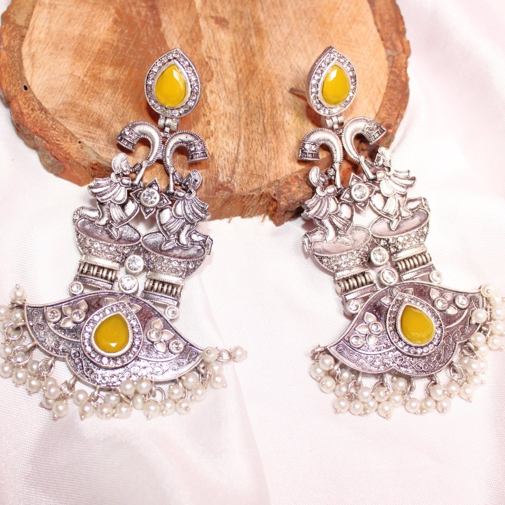 VIRASAT SHEHANAI JHUMKA-YELLOW -EARRING