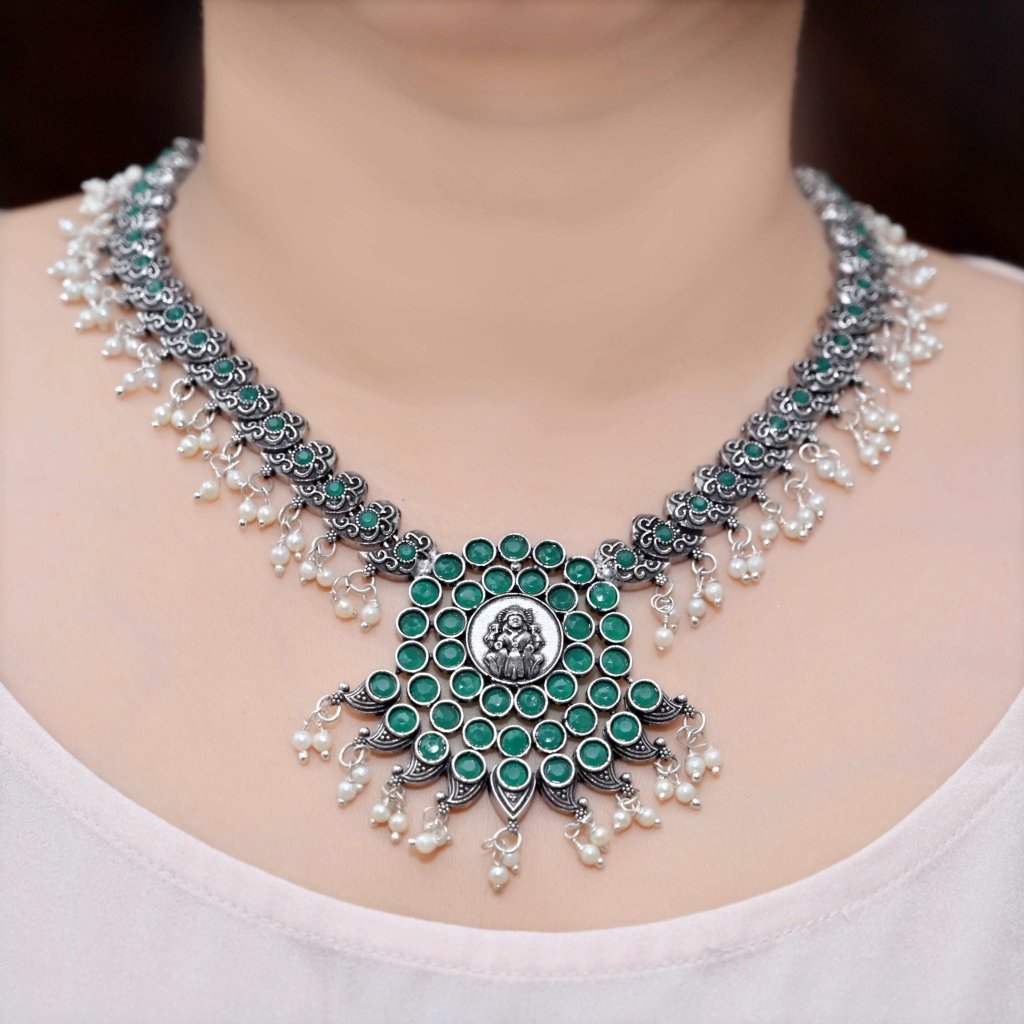 AASTHA NECKLACE SET-GREEN -Necklaces