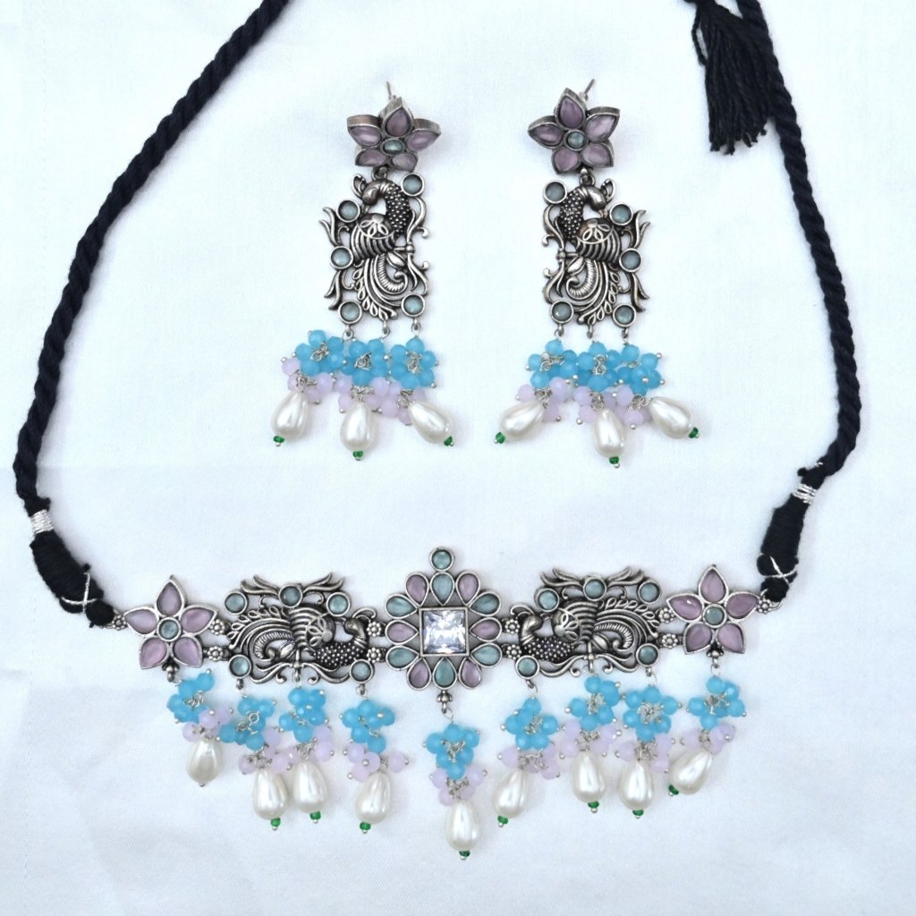 MAYURA NECKLACE SET- SKY BLUE -Necklaces