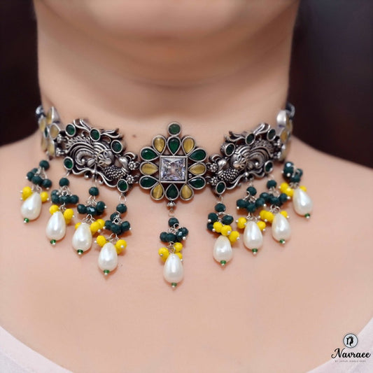 MAYURA NECKLACE SET- YELLOW -Necklaces