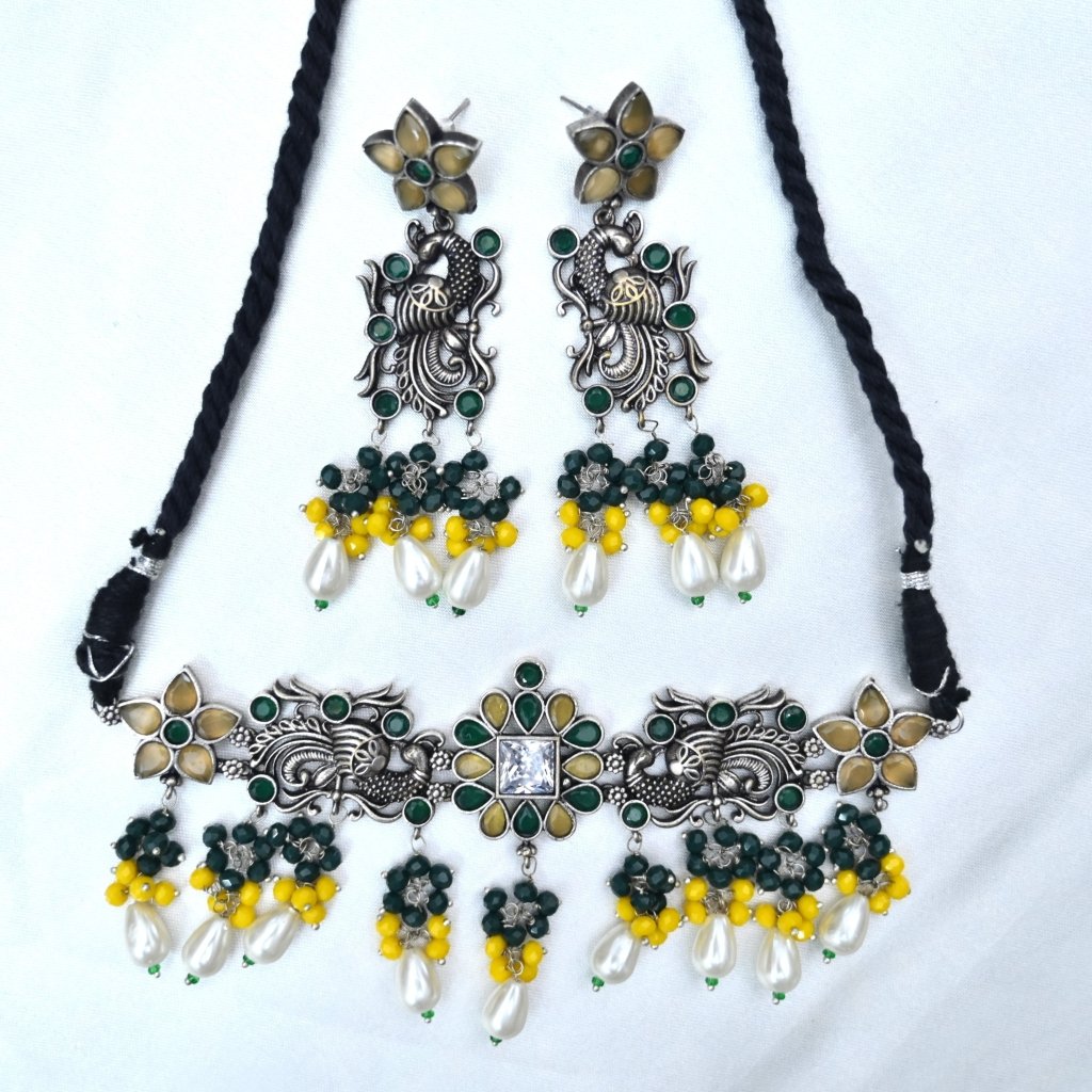 MAYURA NECKLACE SET- YELLOW -Necklaces