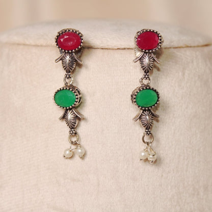 NAVRANG NECKLACE SET-MAGENTA & GREEN-OVAL -Necklaces