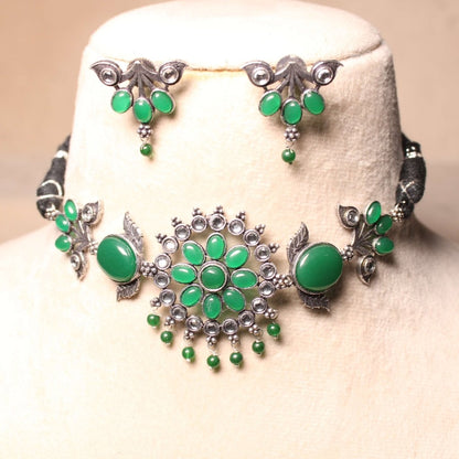 SATRANG KANTHI NECKLACE SET-DARK GREEN -Jewelry Sets