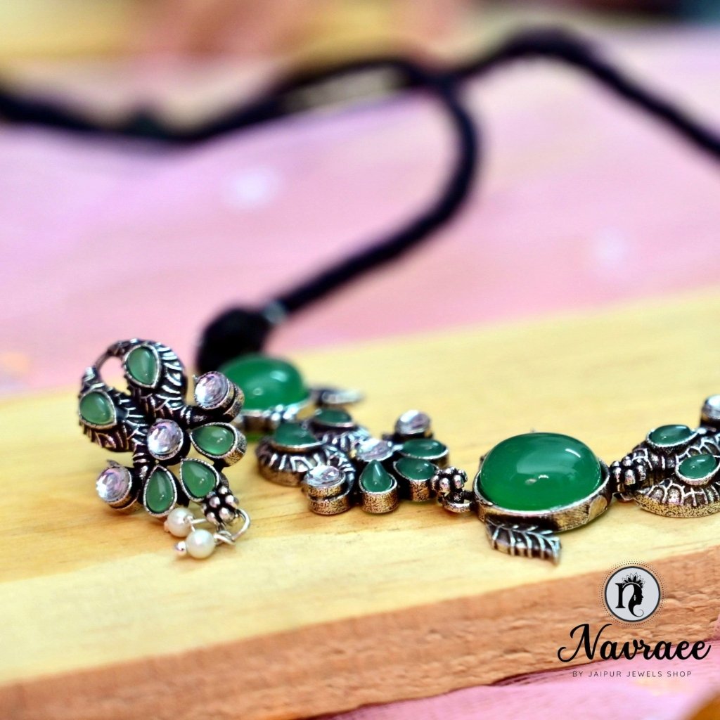 SATRANG NECKLACE SET DARK GREEN -Jewelry Sets