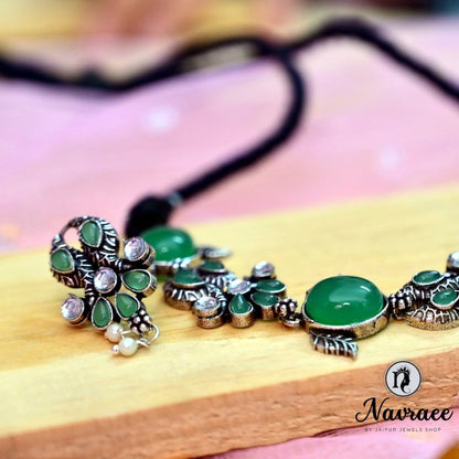 SATRANG NECKLACE SET DARK GREEN -Jewelry Sets