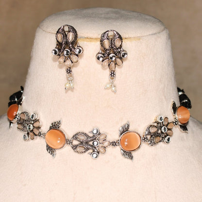 SATRANG NECKLACE SET LIGHT BROWN -Jewelry Sets