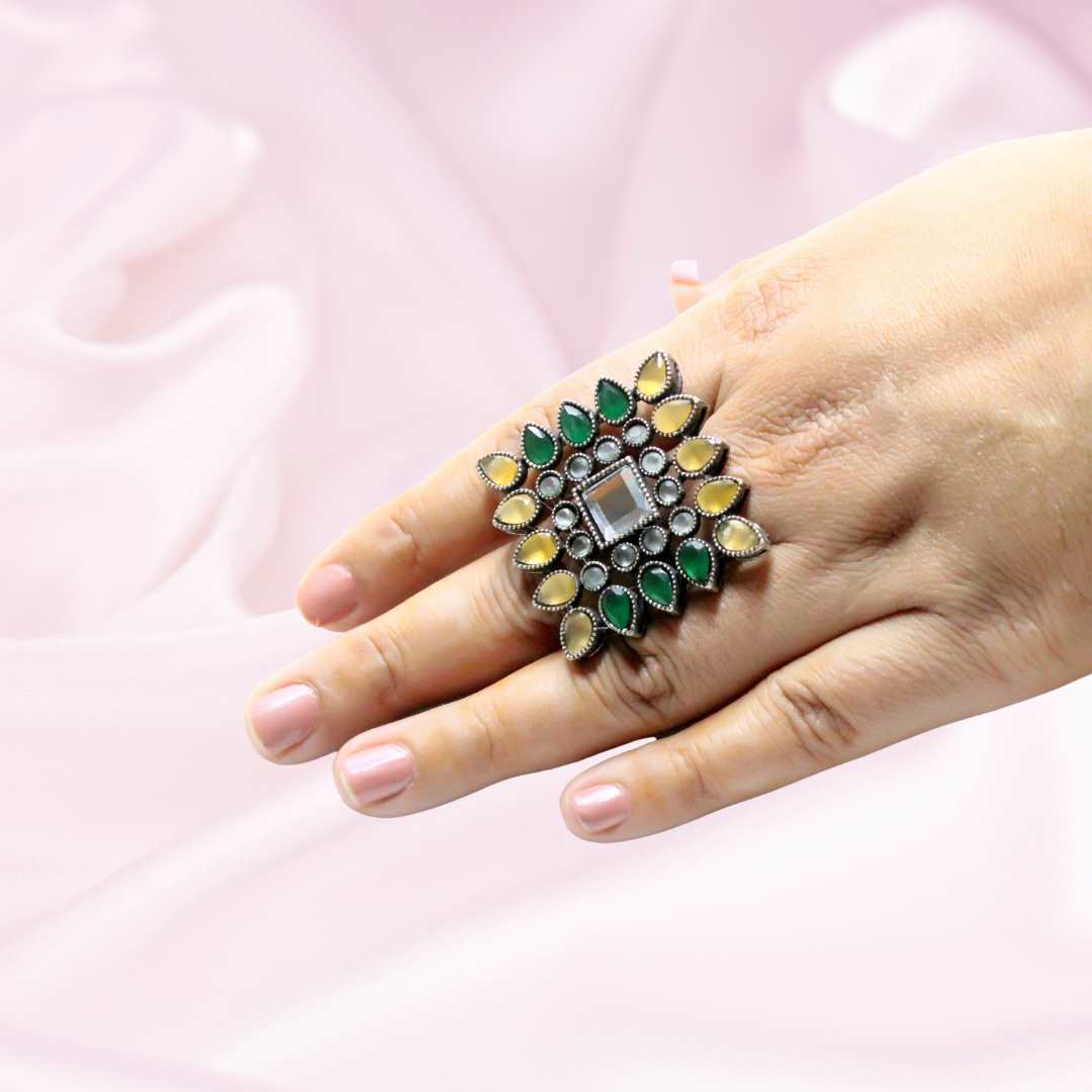 NAVRANG NAGINA-GREEN & YELLOW -Rings