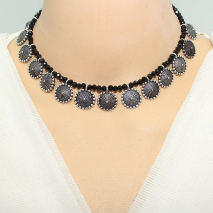 PARAS CHAKRA NECKLACE SET-BLACK -Necklaces