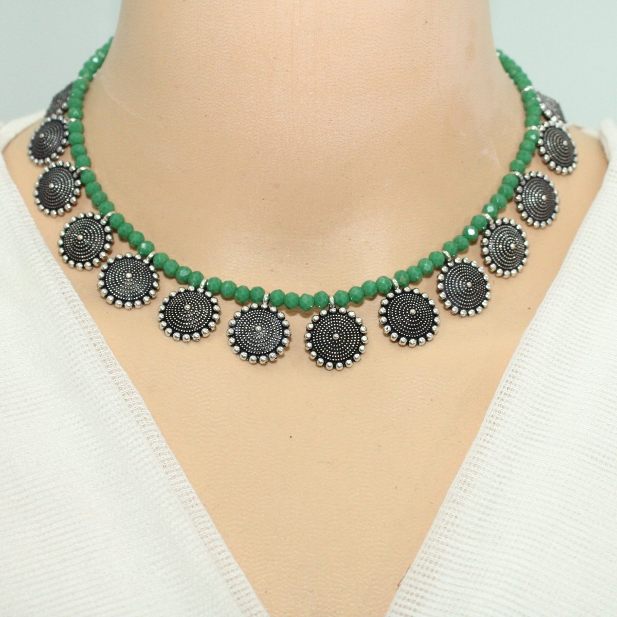 PARAS CHAKRA NECKLACE SET-GREEN -Necklaces