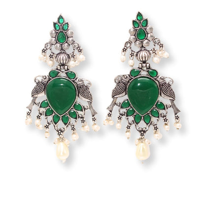 PARROT PAIR BIG JHUMKA-GREEN -EARRING