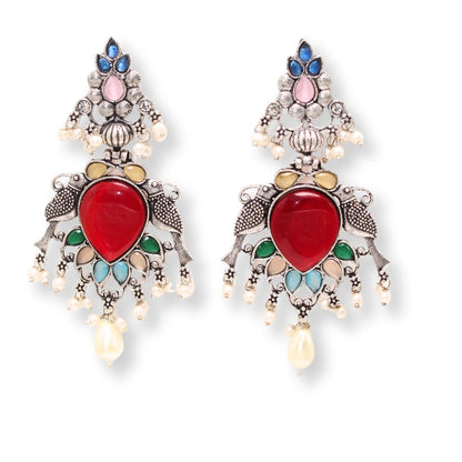 PARROT PAIR BIG JHUMKA-MULTICOLOUR -EARRING