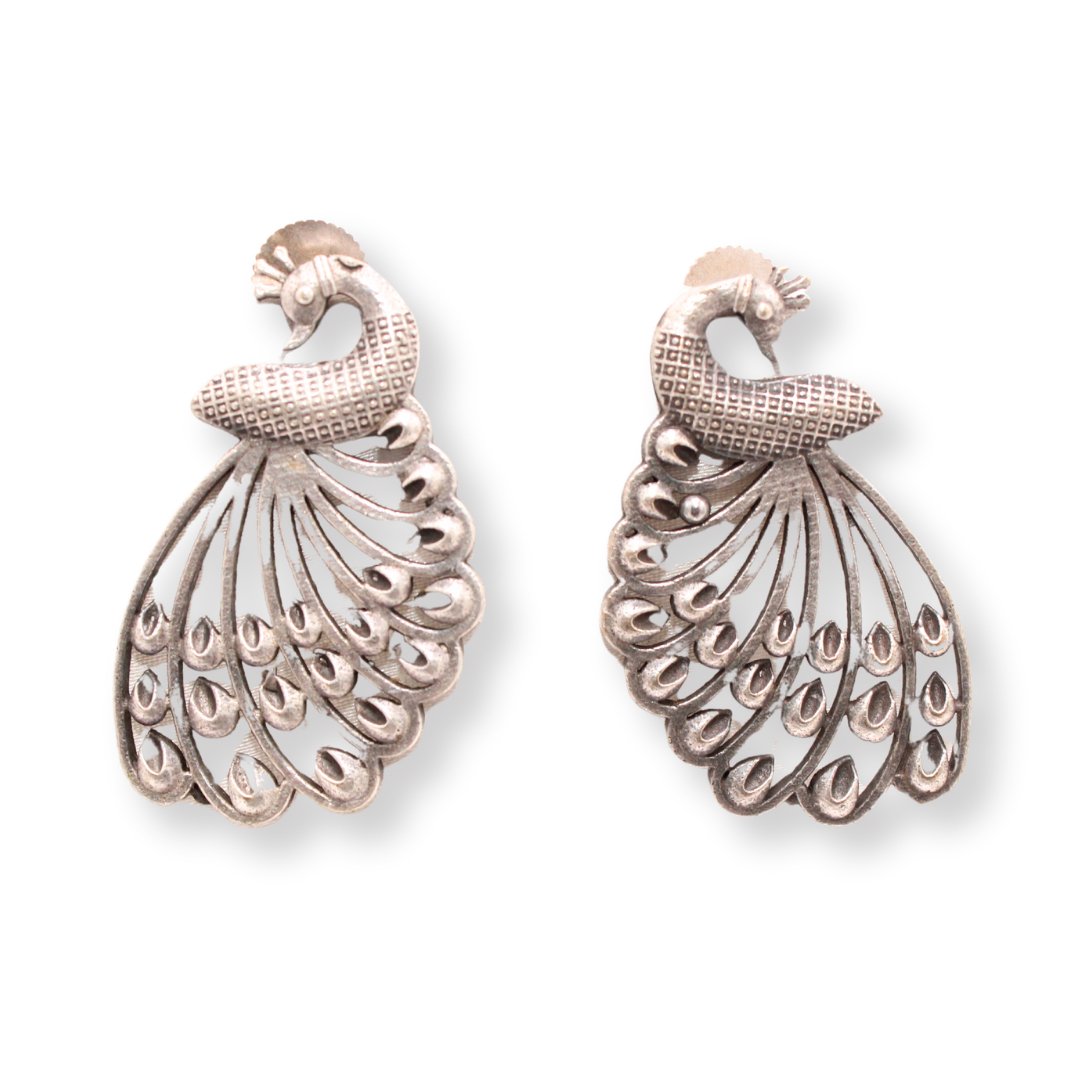 PEACOCK STUD-SILVER -EARRING